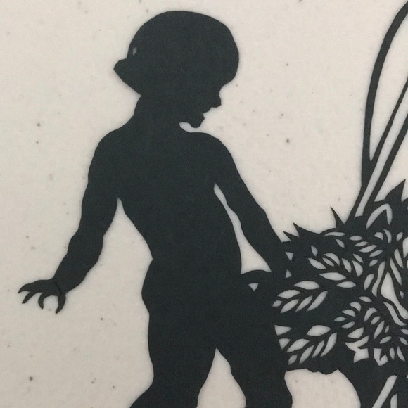 🔥ON SALE🔥Kids Carry Flowers 💖 Handmade PaperCut Silhouette Scherenschnette - Picture 3 of 6